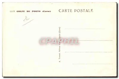Golfe de Porto — Córsega — A. Tomasi, Editor de Arte, Ajaccio (Córsega), n° 1115 — Verso