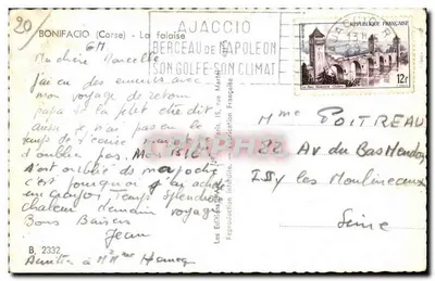 Bonifacio (Córsega) — A falésia e o golfo — editor Les Éditions Graphiel, n° B 2332 — Verso