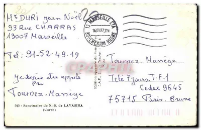 Santuário de N.-D. de Lavasina — Corse — Edição C.A.P. — Verso