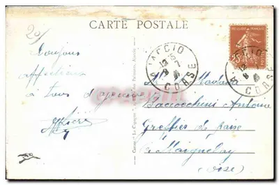 Korsika — Ajaccio — Le Cours Napoleon I — Antike Ansichtskarte — Rückseite