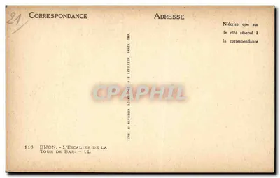 Dijon - De Trappen van de Toren van Bar — Imp. Neurdein Reunis, Parijs — Achterkant