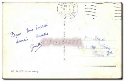 Dijon - Place Darcy — wydawca C.A.P. n° 407 — Rewers