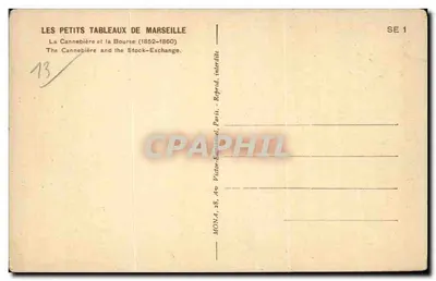 La Cannebière i Bursa — Marsylia — wydawca Mona, n° SE 1 — Rewers