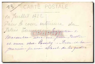 Cour intérieure du Palais Bemarcelle — Marseille — Exposition de Berthe — n°13 — Verso