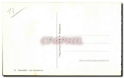 Marseille - La Canebière — straatuitzicht met Grand Hotel en Les Nouvelles Galeries de Paris — uitgever 'Real-Photo' C.A.P. Strasbourg — Achterkant
