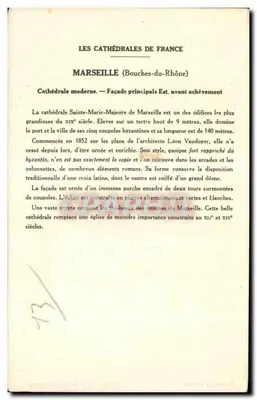 Marselha — Catedral moderna (Fachada principal Leste, antes do término) — Coleção da Solution Pautauberge, 5ª Série — Verso