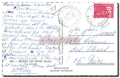 Rennes-les-Bains — Vista Geral — Sté. Cartes Postales APA — Verso