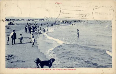 Gruissan - A Praia vista de cima — Editor E. Prunot, Narbonne, número de série não visível