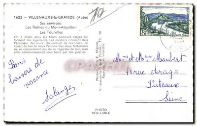 Les Tourelles — Ruínas do Mont-Aiguillon — Photo-Edition E. Mignion, Villeneuve-la-Garde (Yonne) — Verso