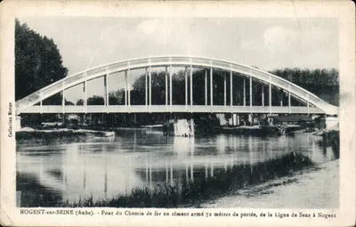 Nogent-sur-Seine (Aube) — Ponte do Caminho de Ferro em concreto armado, 72 metros de vão, da Linha de Sens a Nogent — Coleção Birrer