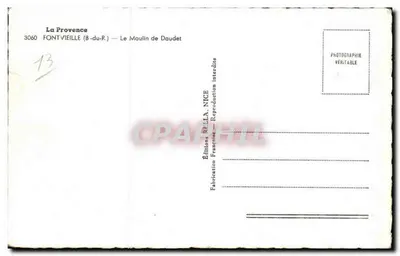 De Molen van Daudet — Fontvieille (Bouches-du-Rhône) — Uitgaven Rella, Nizza — Achterkant
