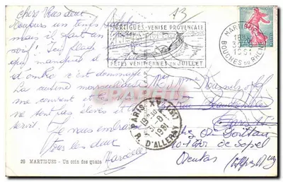 Port Martigues — Widok portu z łodziami i suszeniem łososia — Wydawca: Alsacien — Rewers