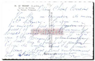 Le Vesinet (S.-et-O.) — Jezioro Croissy — Kościół protestancki — Wydawnictwo J. LYNIA-PARIS-NOZAIS — Rewers