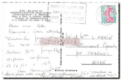 Zamek w Maisons-Laffitte — widok z lotnictwa — wydawca Abellé-Cartes — Rewers