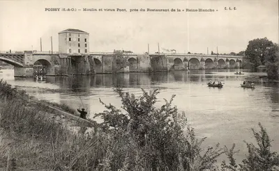 Poissy (S.&O.) — Moinho e antigo Ponte, perto do Restaurante da « Rainha Branca » — C.L.C.