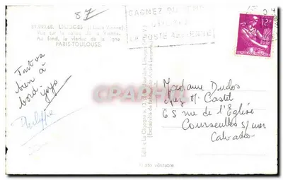 LIMOGES (Haute-Vienne) — Widok na dolinę Wisły, w tle most nad linią Paryż-Tuluza — Wydawca La Cigogne, nr 87.997.68 — Rewers