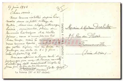 La Poterne — Vouvant (Vendée) — P. DUPONT, Editor em Fouras — Verso