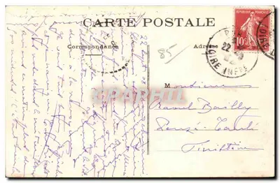 Noirmoutier (Vendée) — Skaliste wybrzeże św. Piotra — Efekt fali — Fototypia Vassellier, Nantes — Rewers
