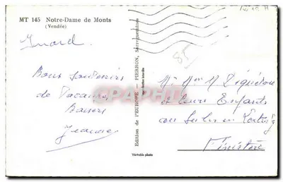 Notre-Dame de Monts — vista de la playa, del molino y del puerto — Edición de Europa, Sarréferron — Reverso