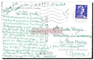 Praia de Saint-Jean-de-Monts — Edição Gaby — n° 63 — Verso