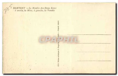 Mervent — O Molino das Duas Águas — Edição artística R. Bergevin, a Vendée — Verso