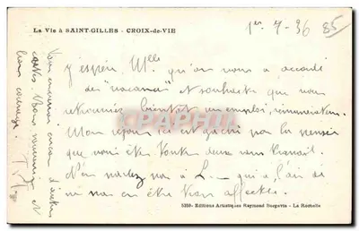 La Vita a SAINT-GILLES - CROIX-de-VIE — Edizioni Artistiche Raymond Bergevin — Verso