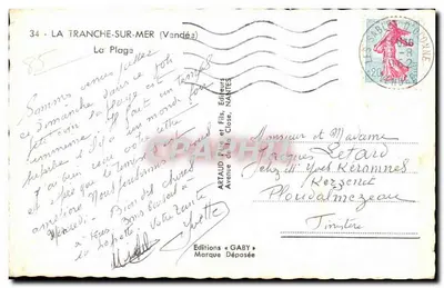 A Praia em La Tranche-sur-Mer — Editor Gaby, n°34 — Verso