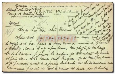 Camp de Mailly — Pavillons dos Oficiais — A. Nieps, editor — Verso