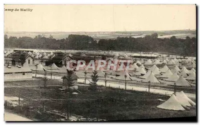 Stara pocztówka CARTE DOUBLE Militaria Camp de Mailly Widok ogólny — Rewers