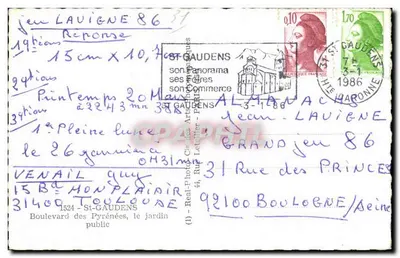 Jardim público de St-Gaudens — Monumento aos mortos — editor Cap — Verso