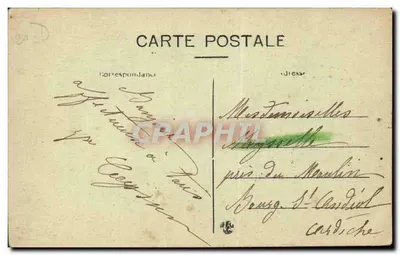 Dzień dobry z NIMES — ilustracja buta z ornementem Mostu Gard — wydawca nie widoczny — Rewers