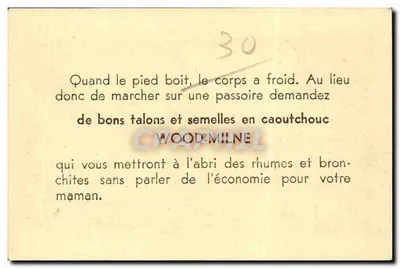Nîmes — Pont du Gard (publicidade Talons semelles caoutchouc Wood Milne) — Verso