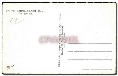 Lyons-la-Forêt — vista geral — Edição La Cigogne — Verso