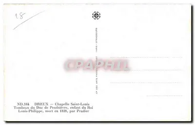 Túmulo do Duque de Penthièvre — filho do Rei Luís-Philippe — Capela de São Luís — Paris — Verso