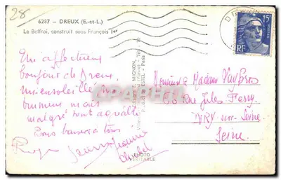 Beffroi de Dreux — editor E. Mignon, n° 6287 — Verso