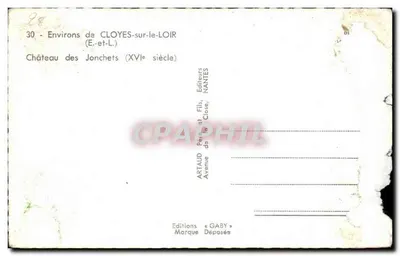 Kasteel van de Jonchets — Bij Cloyes-sur-le-Loir — Uitgave Gaby — Achterkant