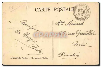 पुराना पोस्टकार्ड पुराना पोस्टकार्ड A Travers le perche Un coin de vallee — पीछे