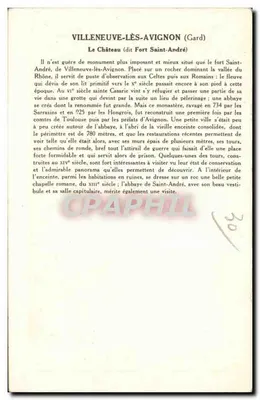 Il Castello detto Forte di San Andrea — Villeneuve-lès-Avignon (Gard) — Collezione della Solician Poutanberge, 5a Serie — Verso