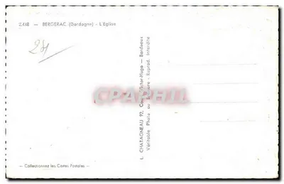 Bilhete postal semimoderno Bilhete Postal Semimoderno Bergerac A Igreja — Verso
