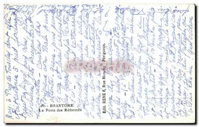 Brantôme — A Porta dos Reformados — Edit. RENÉ, Rue Monchy, Périgueux — Verso