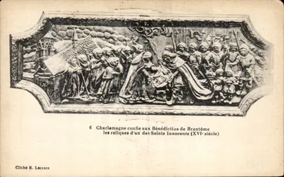 Carlo Magno confiado aos Beneditinos de Brantôme — relíquias de um dos Santos Inocentes (século XVI) — Cliché R. Lacroix, n°6