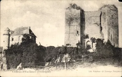 Castelo de Excideuil (Dordogne) — ruínas e torre — Lib. Fénélon-O Domège, Périgueux