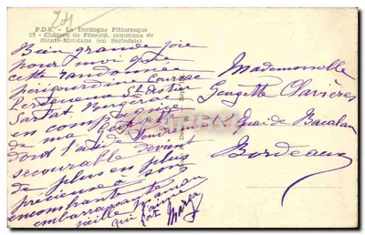 Zamek Fénélon — Sarlat — P.D.S. La Dordogne Pittoresque — Rewers
