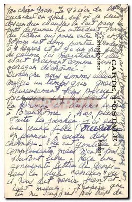 Castelo de La Côte, por Bourdeilles (Dordogne) — visão do castelo com inscrição à mão — editor desconhecido — Verso