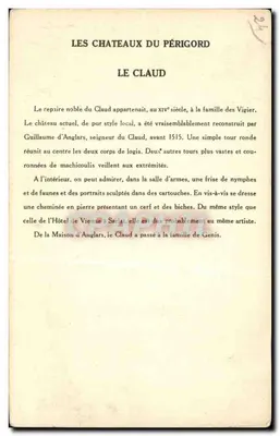 Le Claud — Castelo do Périgord — Coleção da Salutation Pauauberge, 10ª Série — Verso