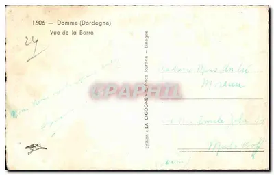Vista da Barre — Domme (Dordogne) — Edição La Cigogne, Limoges — Verso