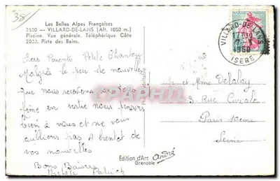 Villard-de-Lans — Basen, ogólny widok, teleferyk, stacja narciarska — Wydawnictwo Art André — Rewers