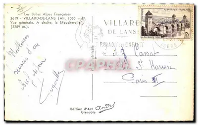Villard-de-Lans — Algemene uitzicht met de Moucherolle — Editeurs d'Art André, Grenoble — Achterkant