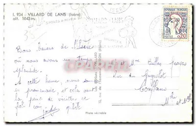 Villard de Lans — vista panorâmica e teleférico — editor Les Éditions J. Cellard — Verso