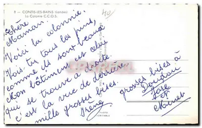 Contis-les-Bains (Landes) — A Colônia C.C.O.S. — Foto MYS — Verso